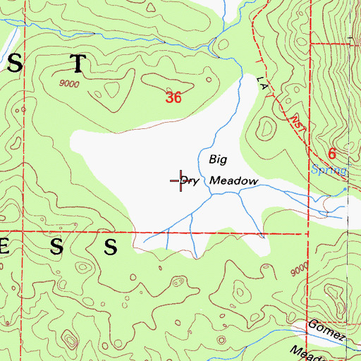 Topographic Map of Big Dry Meadow, CA