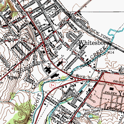 Topographic Map of Whitestown Shopping Plaza Shopping Center, NY