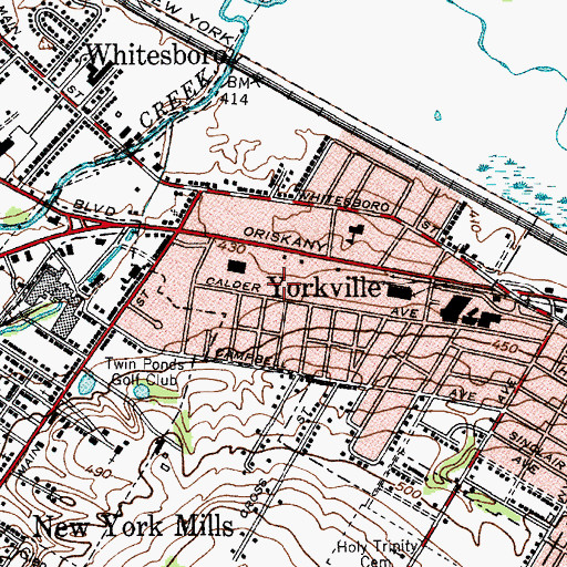 Topographic Map of Yorkville Fire and Hose Company, NY