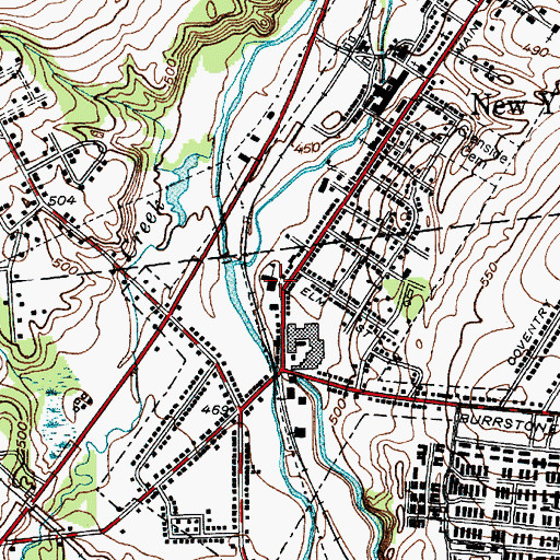 Topographic Map of New York Mills High School (historical), NY