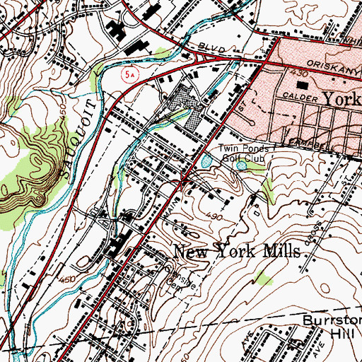 Topographic Map of Pulaski Park, NY
