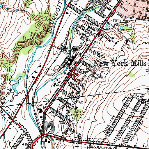Topographic Map of New York Mills Fire Department, NY