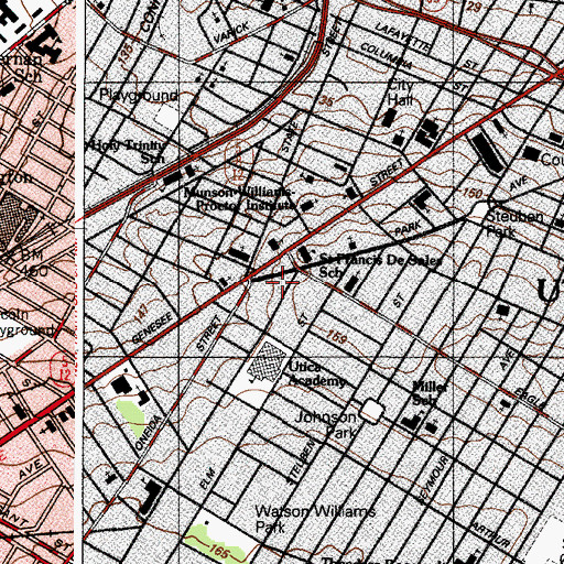 Topographic Map of Utica Fire Station Number 1, NY