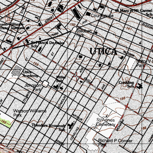 Topographic Map of Utica Fire Station Number 8, NY