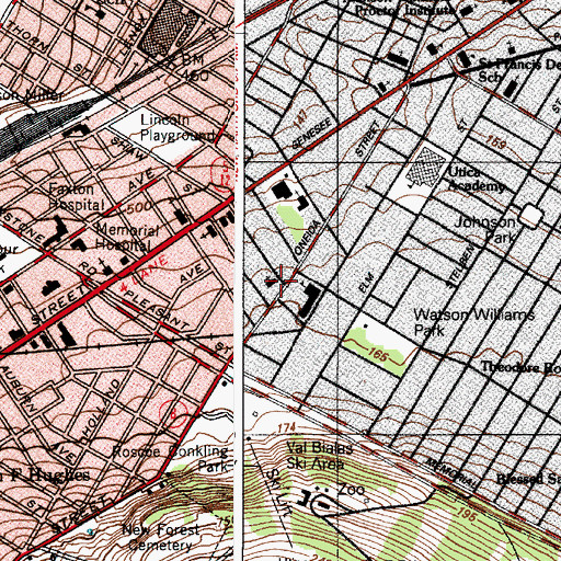 Topographic Map of All Saints Episcopal Church, NY