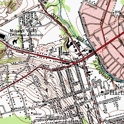 Topographic Map of New Hartford First United Methodist Church, NY