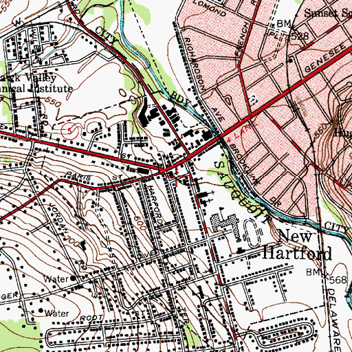 Topographic Map of New Hartford Presbyterian Church, NY