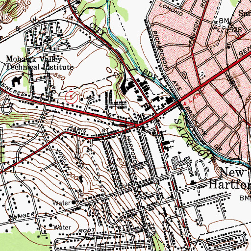 Topographic Map of New Hartford Public Grade School (historical), NY