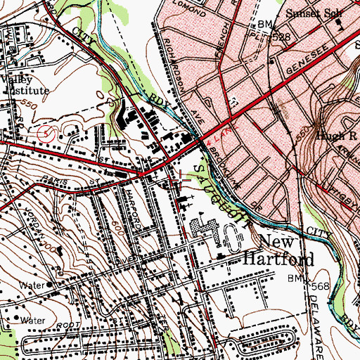Topographic Map of First Baptist Church, NY