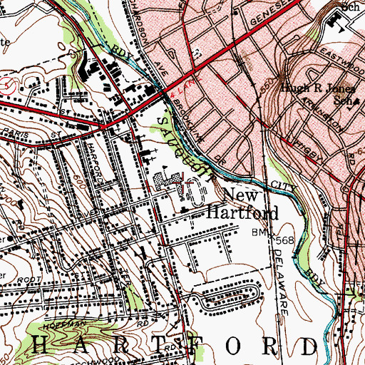 Topographic Map of New Hartford Senior High School, NY