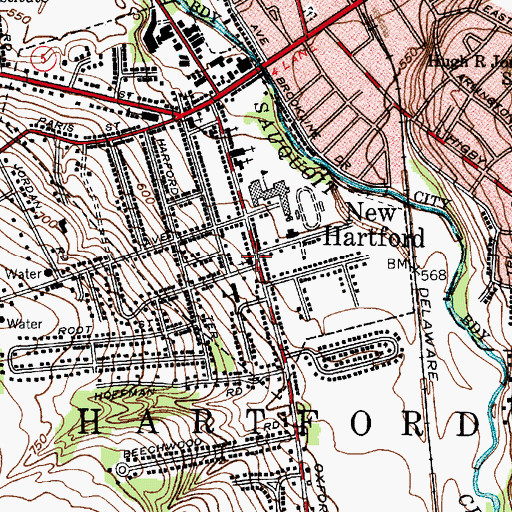Topographic Map of Saint John's Roman Catholic Church (historical), NY