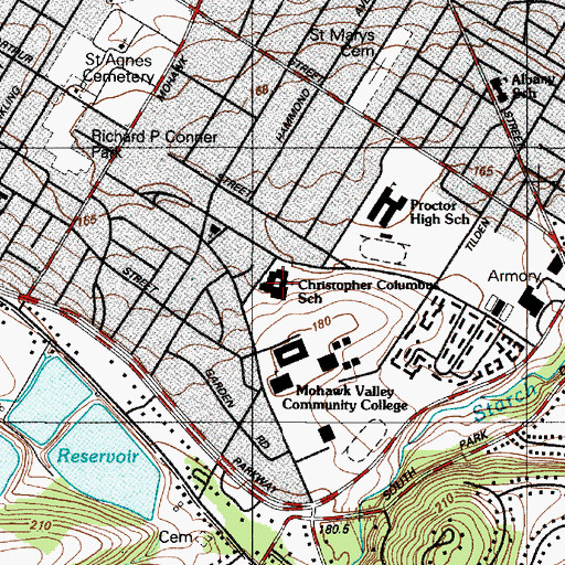 Topographic Map of Christopher Columbus Elementary School, NY