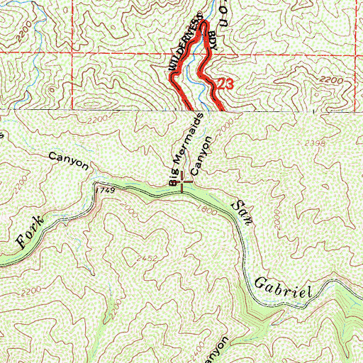 Topographic Map of Big Mermaids Canyon, CA