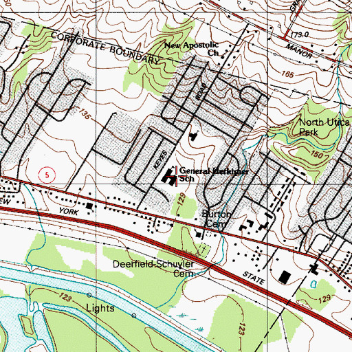 Topographic Map of General Herkimer Elementary School, NY