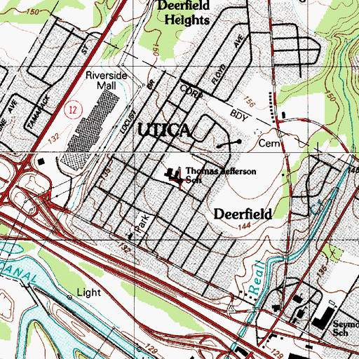 Topographic Map of Thomas Jefferson Elementary School, NY