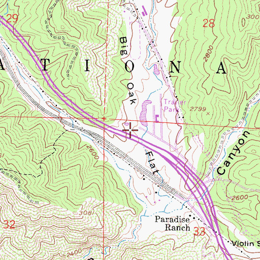 Topographic Map of Big Oak Flat, CA