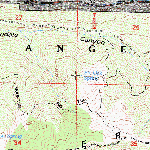 Topographic Map of Big Oak Spring, CA