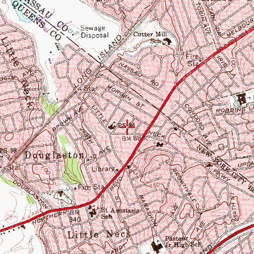 Topographic Map of Sy Seplowe Playground, NY