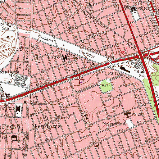 Topographic Map of Fresh Meadows Park, NY