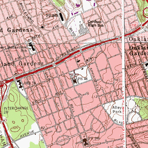 Topographic Map of Tall Oak Playground, NY