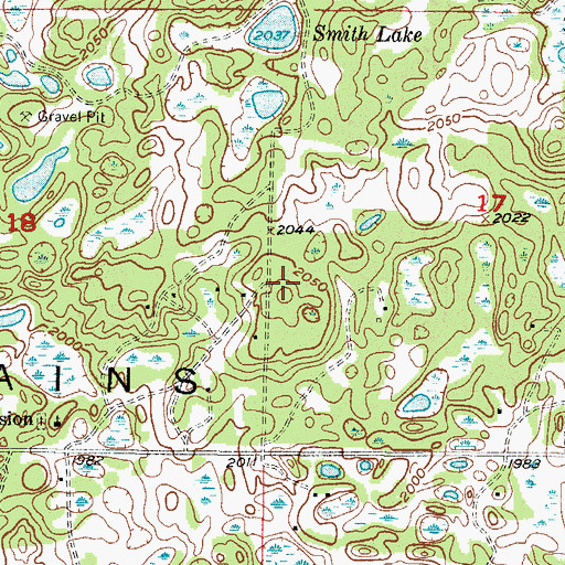 Topographic Map of East Dunseith Census Designated Place, ND
