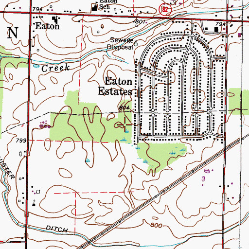 Topographic Map of Eaton Estates Census Designated Place, OH
