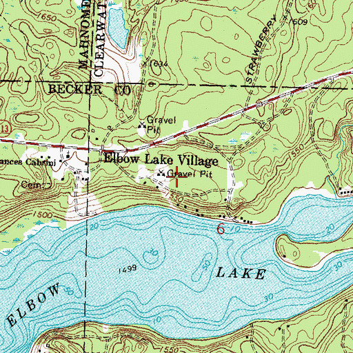 Topographic Map of Elbow Lake Census Designated Place, MN