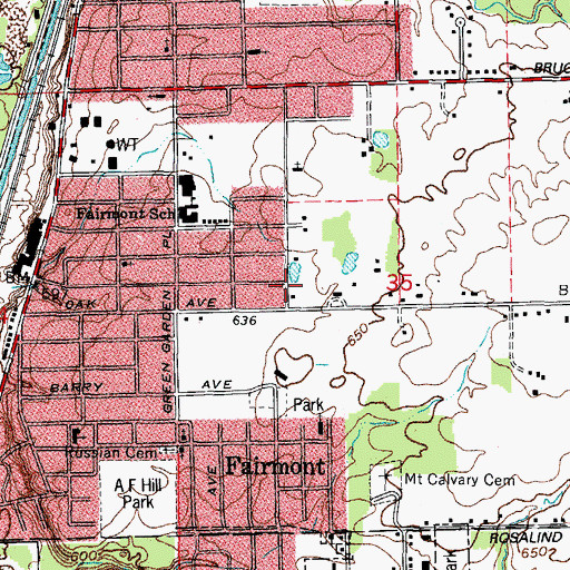 Topographic Map of Fairmont Census Designated Place, IL