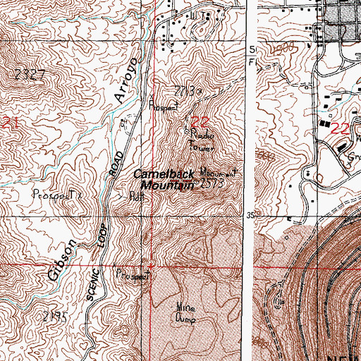 Topographic Map of Camelback Mountain, AZ