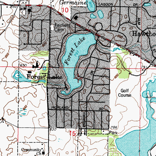 Topographic Map of Forest Lake Census Designated Place, IL