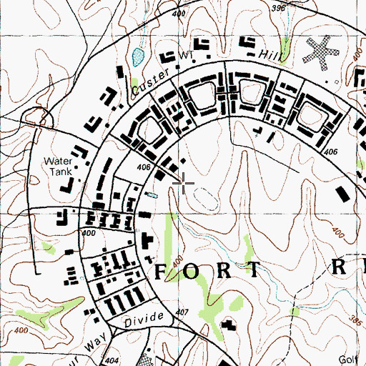 Topographic Map of Fort Riley Census Designated Place, KS