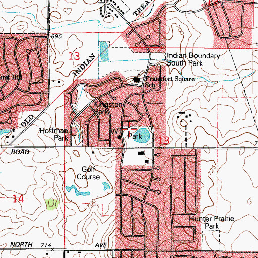 Topographic Map of Frankfort Square Census Designated Place, IL