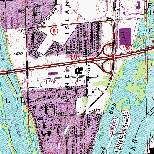Topographic Map of French Island Census Designated Place, WI