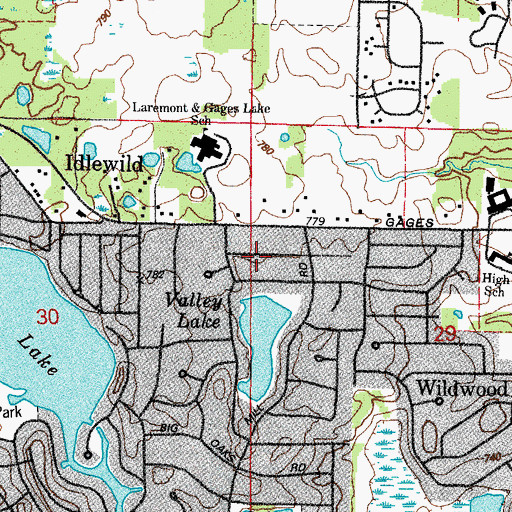Topographic Map of Gages Lake Census Designated Place, IL