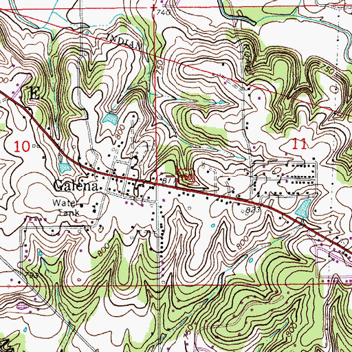 Topographic Map of Galena Census Designated Place, IN
