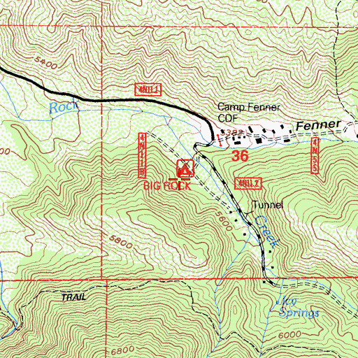 Topographic Map of Big Rock Campground, CA