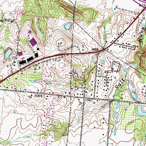 Topographic Map of Granville South Census Designated Place, OH