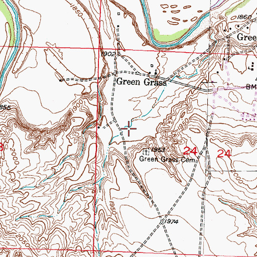 Topographic Map of Green Grass Census Designated Place, SD