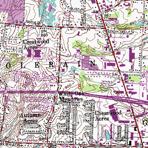Topographic Map of Groesbeck Census Designated Place, OH