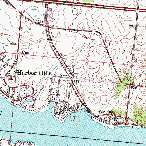 Topographic Map of Harbor Hills Census Designated Place, OH
