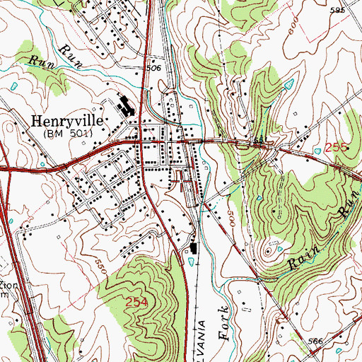 Topographic Map of Henryville Census Designated Place, IN