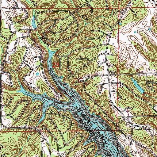 Topographic Map of Hidden Valley Census Designated Place, IN