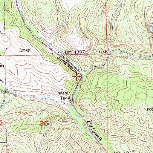 Topographic Map of Big Sand Creek, CA