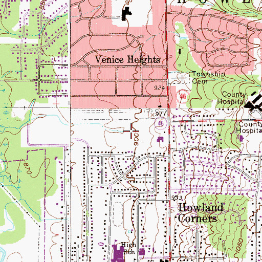 Topographic Map of Howland Center Census Designated Place, OH