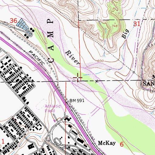 Topographic Map of Big Sandy Creek, CA