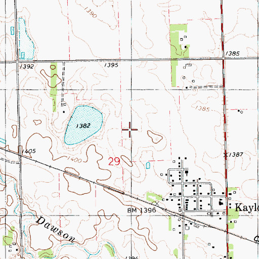Topographic Map of Kaylor Census Designated Place, SD