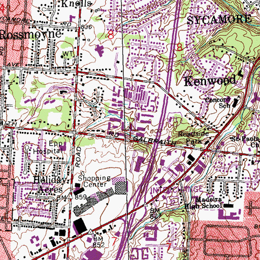 Topographic Map of Kenwood Census Designated Place, OH