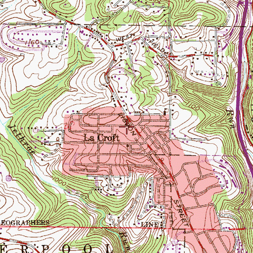 Topographic Map of La Croft Census Designated Place, OH