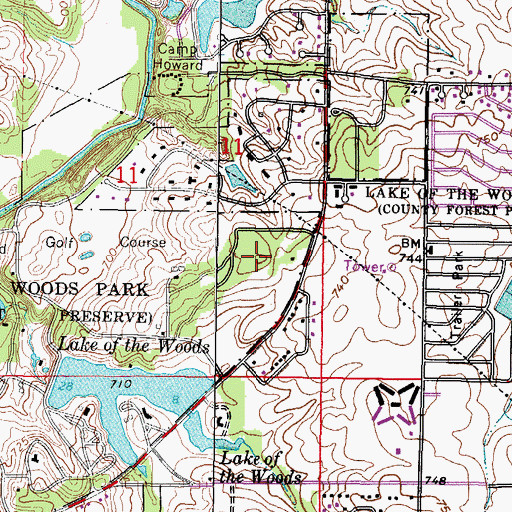 Topographic Map of Lake of the Woods Census Designated Place, IL
