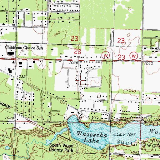 Topographic Map of Lake Wazeecha Census Designated Place, WI